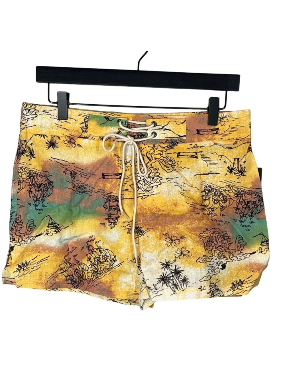 Wild Fable Womens Medium Tropical Print Shorts Linen Blend Hawaiian